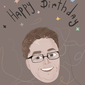 открытка на день рождения с портретом