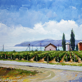 Виноградники. Станица Вышестеблиевская. холст.масло 35х50