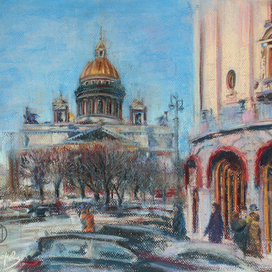 Весна в городе. Вид на Исаакиевский собор и "Асторию "