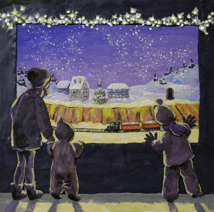 У рождественской витрины. Пластилиновая иллюстрация