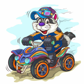 Cartoon Raccoon Racer. 