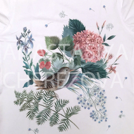 Фрагмент росписи по футболке "Птицы"