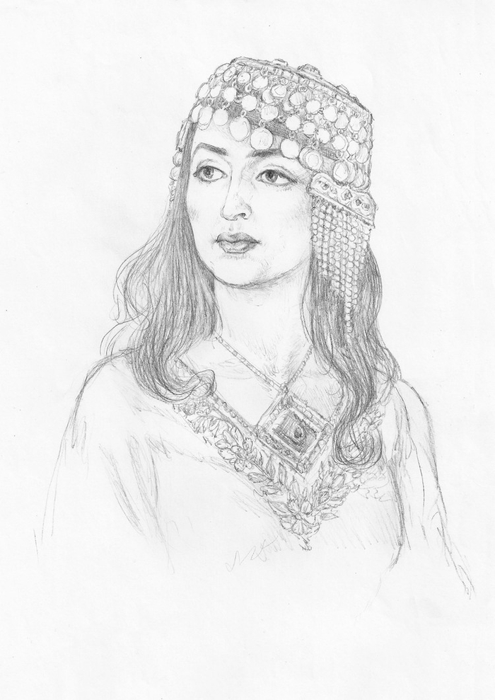 набросок. Голова девушки