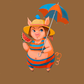 Хрюша на пляже