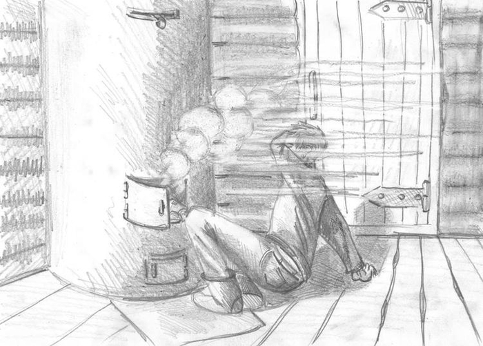 Зима в деревне. Растопка печи.