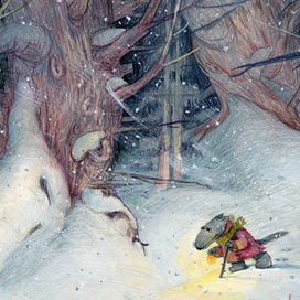 Волк один в зимнем лесу. Одиночка. 