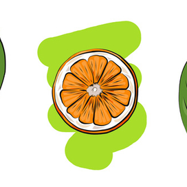 Бордюр. Апельсин и листья.