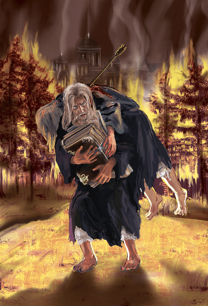 Нестор Летописец. Нападение на монастырь.