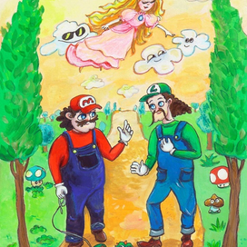 Марио и Луиджи беседуют в саду