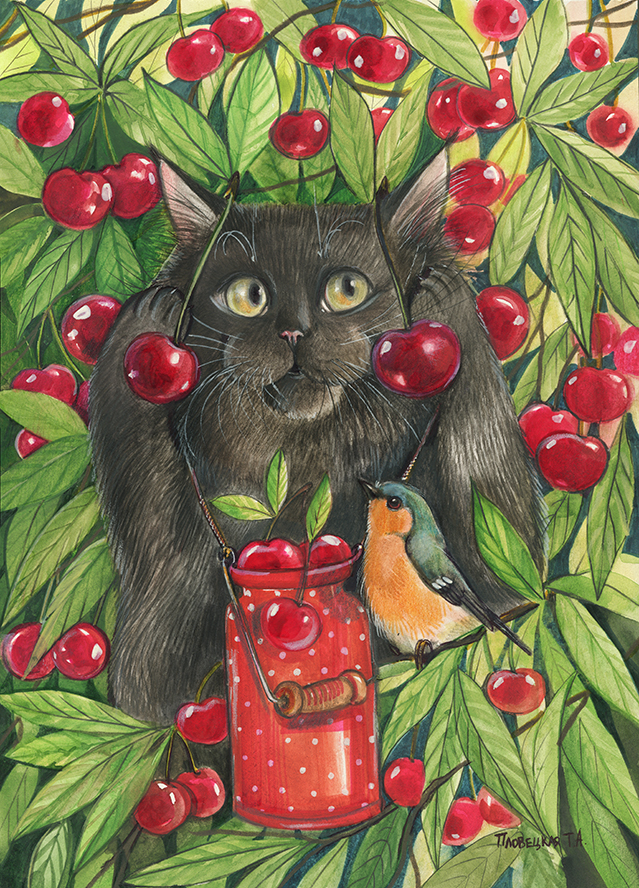 Чёрный кот и новые серёжки