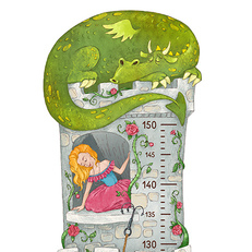 детский "ростомер"принцесса и дракон