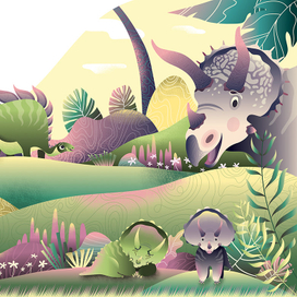 Серия иллюстраций с динозаврами