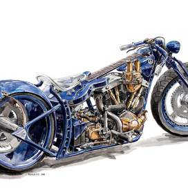 мотоцикл Time Machine, рисунок с натуры