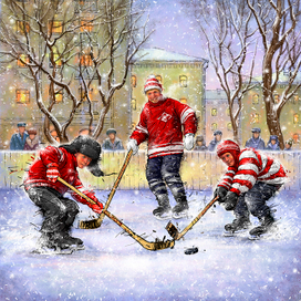 Новогодняя открытка для хоккейного клуба