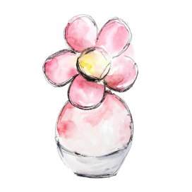 Pink floral perfume sketch