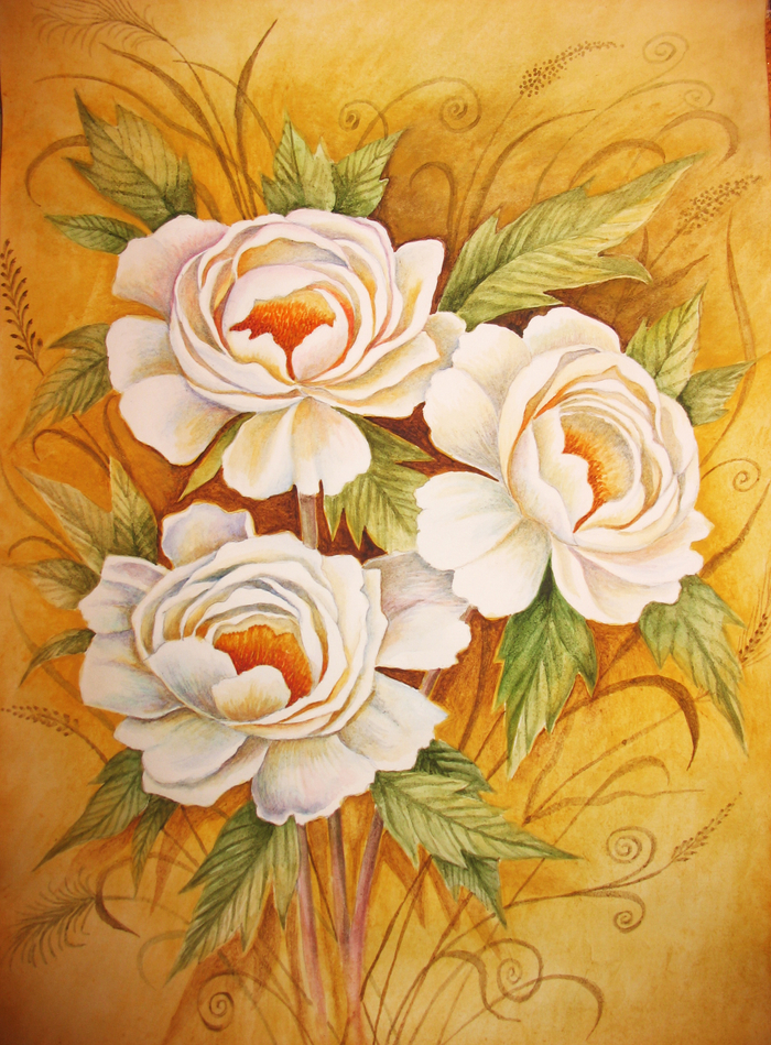 Эскиз для открытки. Пионы