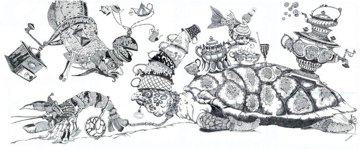 «Черепаха-чайная, Омар лоцман и маленькая рыбка, любительница черешни».