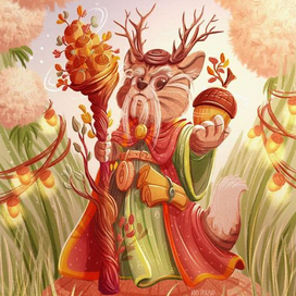 Кот друид желудей