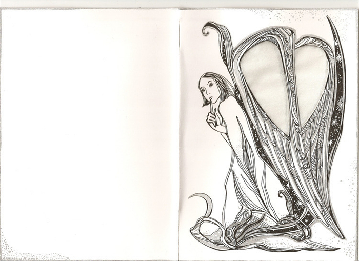 открытка"Тайна".обложка.в сердце видна в сложенном виде внутренняя страница