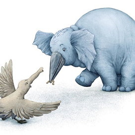 слон и птичка