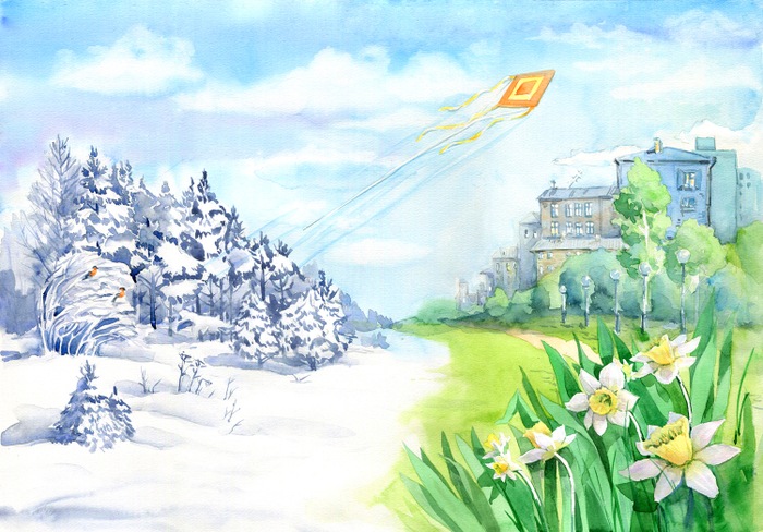 Иллюстрация на форзац книги Ю. Чернухиной "Волшебные витражи"