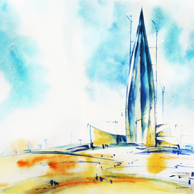 Иллюстрация "Лахта Центр" для проекта "Живой календарь 2019"