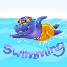 Бегемот пловец 