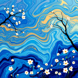 Seasons in fluid art style