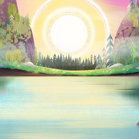 2Д фон для анимационного сериала "Лео и Тиг"