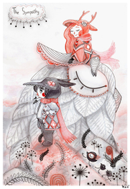 на кончиках перьев