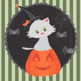 Кот Хеллоуин открытка