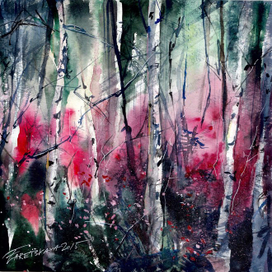 Пейзаж с розовыми цветами.  Landscape with a pink.