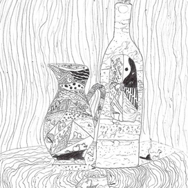 Натюрморт с бутылкой вина