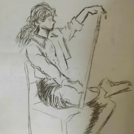 Эскиз девушки за мольбертом