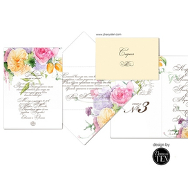 Акварель цветы. Свадебные пригласительные