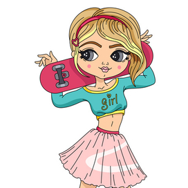 Девушка со скейтом