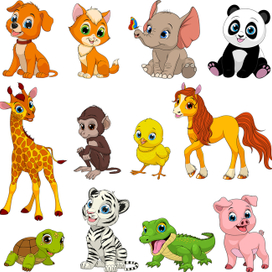 Набор милых животных.