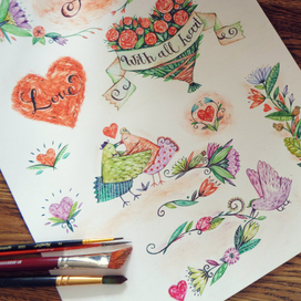 Сердечки и цветочки