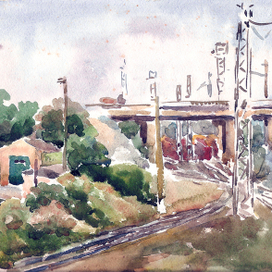 Железнодорожный разъезд. Вид с лесопасадки