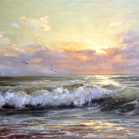 На закате в море