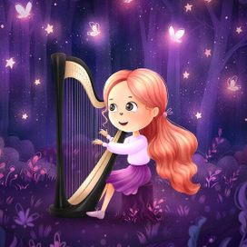 Девочка играет на арфе