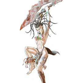 Набросок персонажа. Женщина воин.