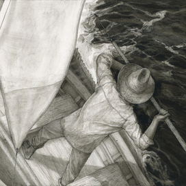 Иллюстрация к повести Эрнеста Хемингуэя "Старик и море"