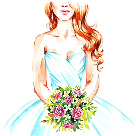 Watercolor bride&groom