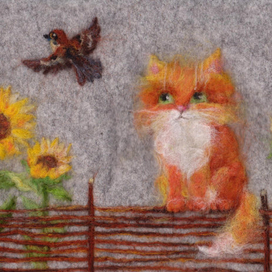 Тень-тень-потетень, Села кошка на плетень.