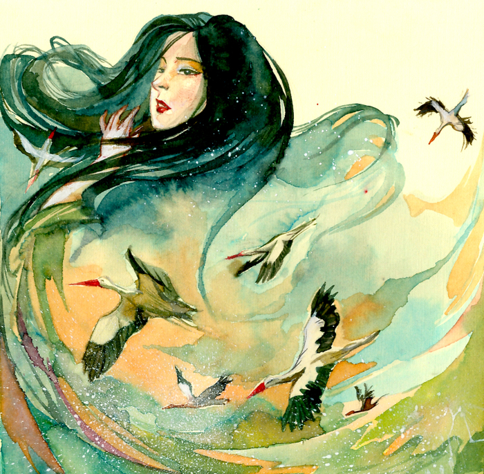 девушка и аисты