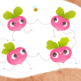 Редиски - иллюстрация на разворот детской книги - Masha BGD