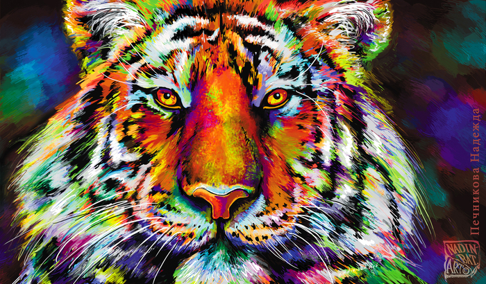 Поп -арт .Новогодний тигр