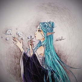 Русалка с мыльными пузырями