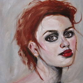 A woman with red lips